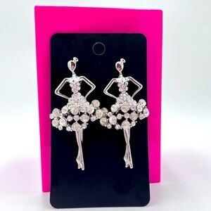 Silver Dancer Ballerina Formal Earrings